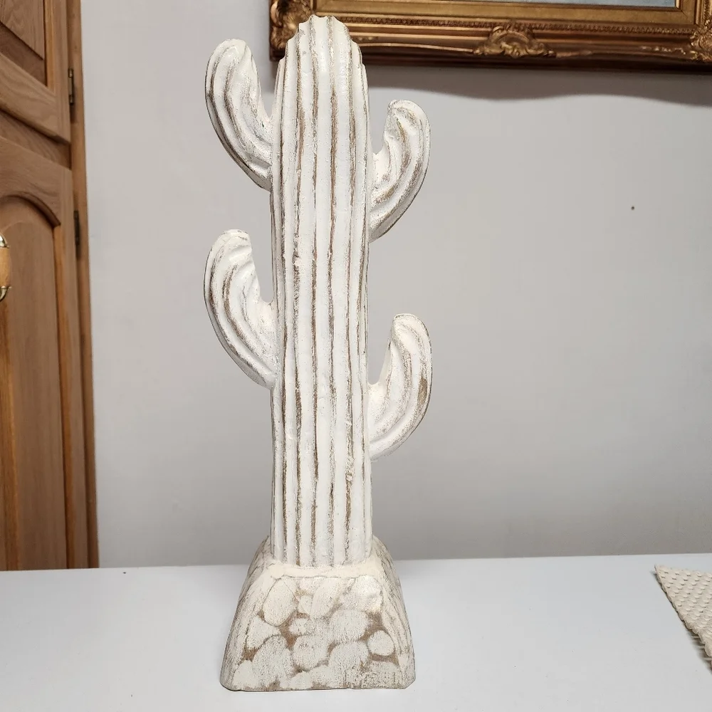 Carved & Painted Wood Saguaro Cactus Western Folk Art Made In Philippines 16